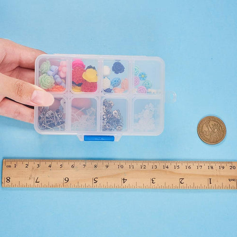 SUNNYCLUE 1 Box DIY 16 Pairs Flower Cabochons Resin Rose Flatbacks Valentine's Day Earrings Making Kit Rose Beads Love Valentine Flower 3D Flat Ba...