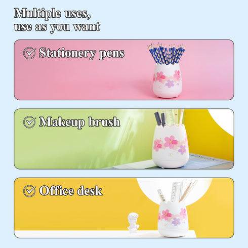 M&G Pen Holder Cute Pencil Holder for Desk, Sakura Pencil Cup Marker Holder Makeup Brush Holders, Desk Accessories Organizer for Office School Hom...