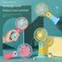 New Cartoon Fruit Handheld Fan USB Charging 2-speed Wind with base Portable Fan Summer Fan Gift fan (Dblue)...
