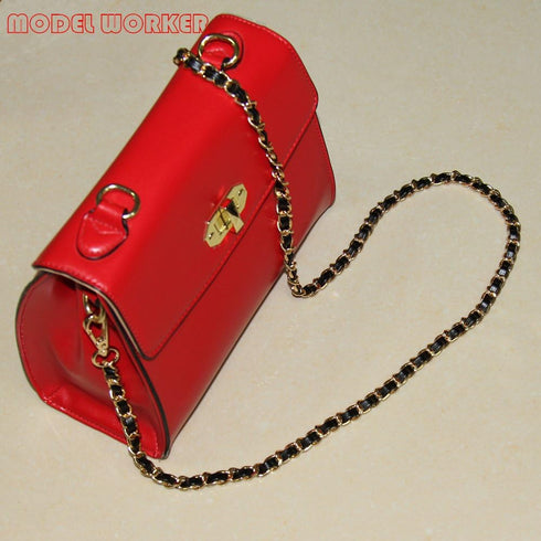 Model Worker 47" Leather Iron CrossBody Chain Strap With 8" Leather Iron Chain Wrist Strap - Handbag Chains Purse Straps...