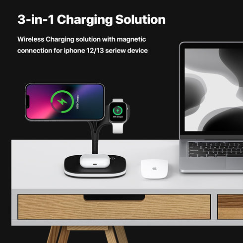 Magnetic Wireless Charger Station - 5 x1 Fast Charging - Compatible with iPhone 15/14/13/12 Series, iwatch 1-9/Ultra, Airpods Pro - Wireless Charg...