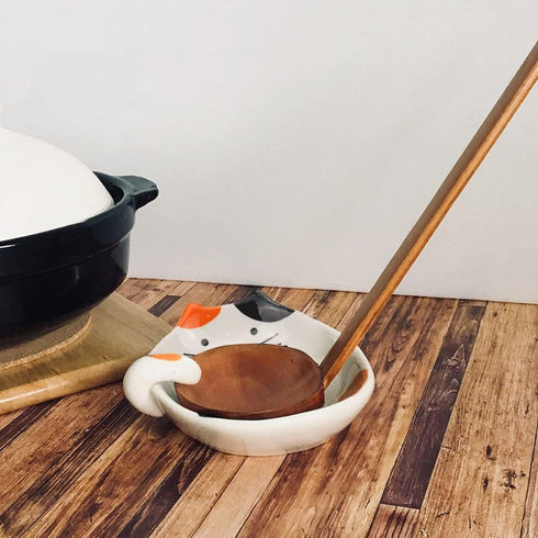 Cat Spoon Rest, Ceramic Cute Spoon Holder Rest for Stove Top, Cat Kitchen Accessories, Stove Holder Utensil Spoon Rest for Kitchen Counter (Orange...