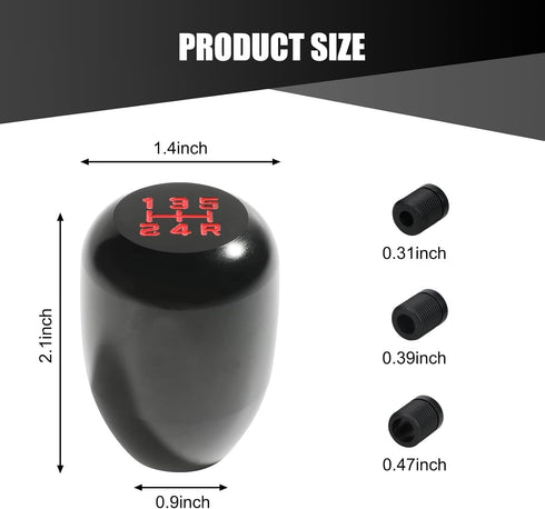 1 PC Car Shift Knob, Alloy Rounded Easy-Grip Shifter with 3 Adapters, with 5 Speed Shift Digital Identification Shift Knob Replacement, Universal ...