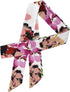 Luwint Long Thin Floral Chiffon Scarf, Silk-like Satin Scarf Skinny Necktie Narrow Scarf Handbag Handle Wrap Ribbon Hair Band Sash Waist Belt for ...