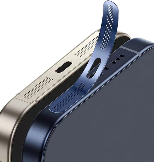 for iPhone 15 Pro / 15 Pro Max Earpiece Speaker Mesh Anti Dust Proof Adhesive Cover - 4pcs/Blue Titanium......