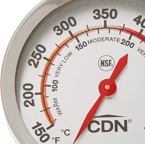CDN Oven Thermometer ProAccurate®, Easy-to-Read 2" Dial, Stainless Steel Housing, Temperature Zones, Stand or Hang, Monitor Oven Temperatures, NSF...