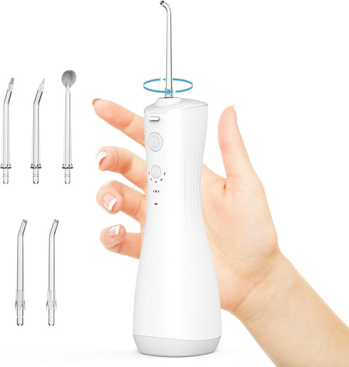 Water flossers Teeth, Cordless Cleaner, Cleaning flosser, Dental 400ml Large Capacity, Portable 360°Rotation 5 Cleaning DIY Modes 6 remplaceable T...