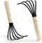 Nicunom 2 Pack 5-Tine Claw Rake Hand Cultivator with Short Wooden Handle, Bendproof Garden Hand Rake Tool, Great for loosening or Weeding Soil...