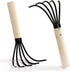 Nicunom 2 Pack 5-Tine Claw Rake Hand Cultivator with Short Wooden Handle, Bendproof Garden Hand Rake Tool, Great for loosening or Weeding Soil...