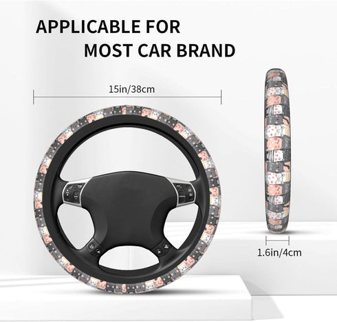 Cat Steering Wheel Cover Auto Steering Wheel Protector 15 inch Fit Auto SUV Vans Trucks...