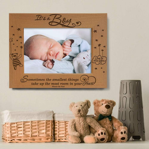 KATE POSH Baby Engraved Wood Picture Frame - Sometimes The Smallest Things take up The Most Room in Your Heart - Winnie The Pooh Sonogram Picture ...