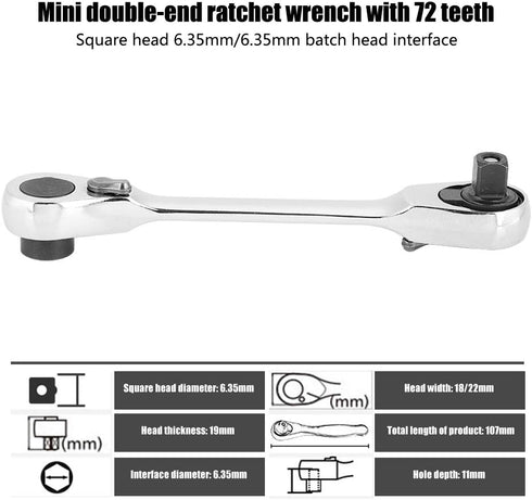 1/4" Drive Ratchet Mini Wrench, 72-Tooth Ratchet Screwdriver Quick Release Socket Wrench, 1/4 Inch Mini Allen Wrench (107mm)...
