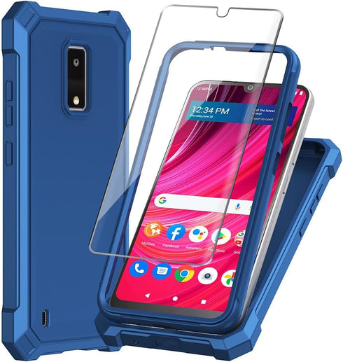 for BLU View 4 case, with Tempered Glass Screen Protector 360 Full-Body Soft TPU Bumper Shockproof Silicone Protective Phone Cover Case for BLU Vi...
