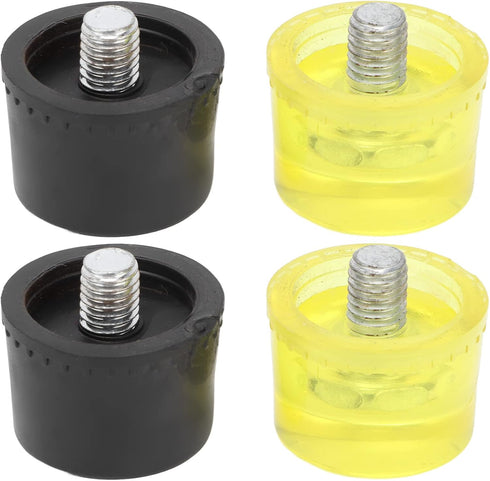 4 Pcs Rubber Hammer Replacement Striking Head Yellow Black Plastic Mallet Head Tips Set for Jewelry Craftsman, Leather Crafts, Wood, Flooring Inst...
