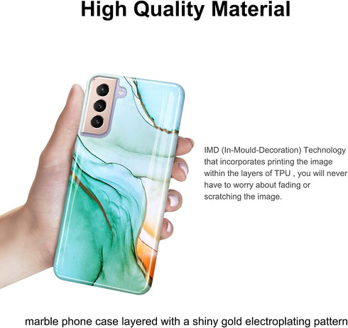 JIAXIUFEN Galaxy S21 Plus Case Gold Electroplated Glitter Marble Slim Shockproof TPU Soft Rubber Silicone Cover Phone Case for Samsung Galaxy S21+...