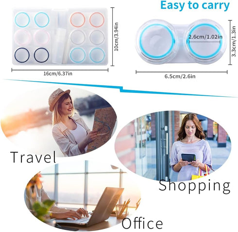 6 Pack Clear Contact Lens Case, Portable Contact Lenses Cases with Tweezers Remover Tool Solution Bottle Contacts Soak Storage Container Kit for T...