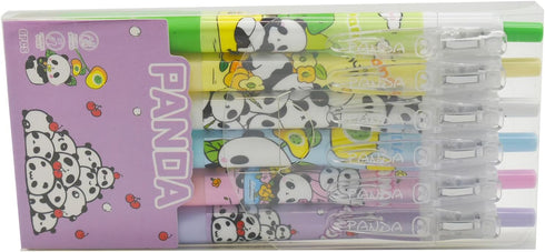 Maydahui 12PCS Kawaii Panda Pens Retractable Panda Gel Pen Cute Little Bear Flower Print Animal Pens Black Ink Comfortable Grip for School Home Of...