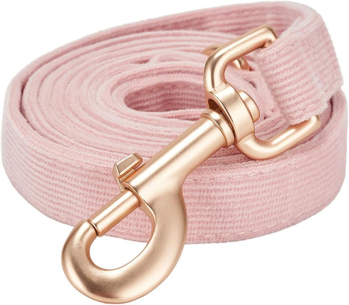 Soft Cotton Dog Leash, 5 Ft Heavy Duty Corduroy Dog Leashes with Gold Metal Hook for Small Medium Large Dogs,Small,Light Pink...