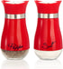 Tebery 4 Ounces Red Salt and Pepper Shakers Set, Elegant Stainless Steel with Glass Bottom...