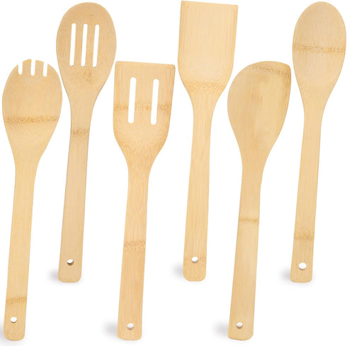 HANSGO 6PCS Bamboo Cooking Utensils, Bamboo Spatula Spoons Kitchen Cooking Utensils Set for Home Kitchen Housewarming Holiday Gift...