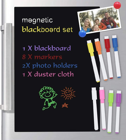 Magnetic Dry Erase White Board Sheet for Fridge 12x8 in - with Stain Resistant Technology - Includes 3 Markers and Big Eraser with Magnets - Small...