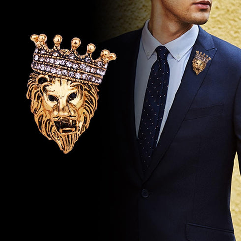 Rhinestone Tiger Head Brooch Pins for Men,Animal Lapel Pins Lion Wolf Head Coat Collar Brooch Vintage Lapel Pin Brooch Safety Pin Men Suit Accesso...