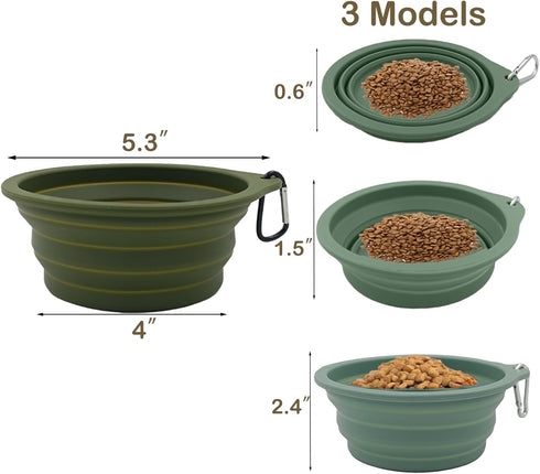 2 Pack Collapsible Dog Travel Bowls (21oz/600ml), 100% Food Grade Silicone Integrated Molding, No Plastic Rim, Portable Pet Feeding Watering Dishe...