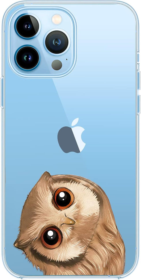 Blingy's for iPhone 13 Pro Case (6.1 inch), Fun Owl Pattern Bird Design Cute Cartoon Animal Style Transparent Soft TPU Protective Clear Case (Smal...