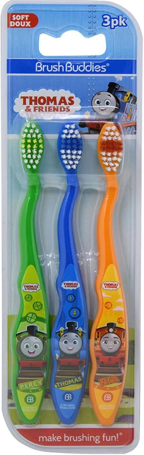 Brush Buddies Thomas & Friends Toothbrush for Kids, Toddler Toothbrushes, Children's Toothbrushes, Soft Bristle Toothbrushes for Kids, 3PK...