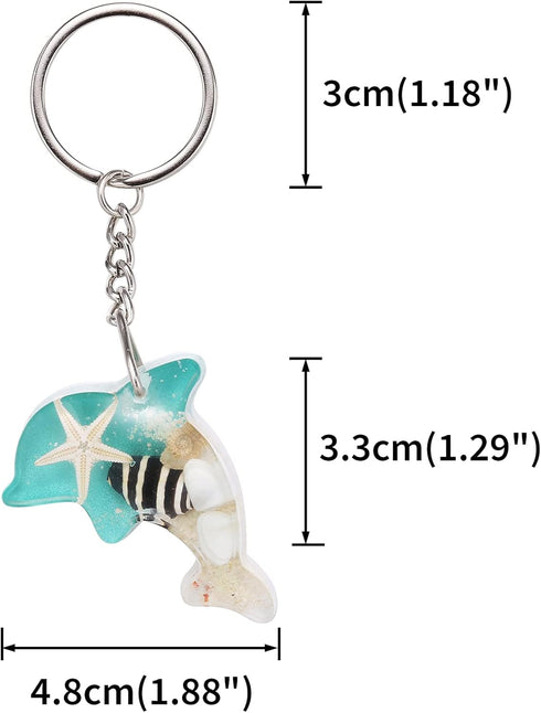 Multicolor Glow in the Dark Seashell Starfish Dolphin Turtle Keychain...
