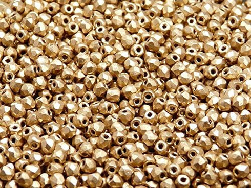 Set of Czech Faceted Glass Beads, Fire-Polished, Round 3mm, 4mm, 6mm. Two colors: Silver and gold. A total of 500 Pieces. Kit for Jewelry Making....