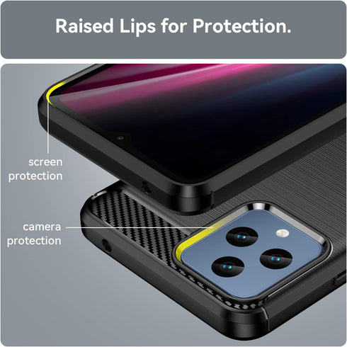 for T-Mobile Revvl 6X 5G (2023) phone case: shockproof phone case - anti drop protection phone case shock absorption flexible TPU carbon fiber pro...