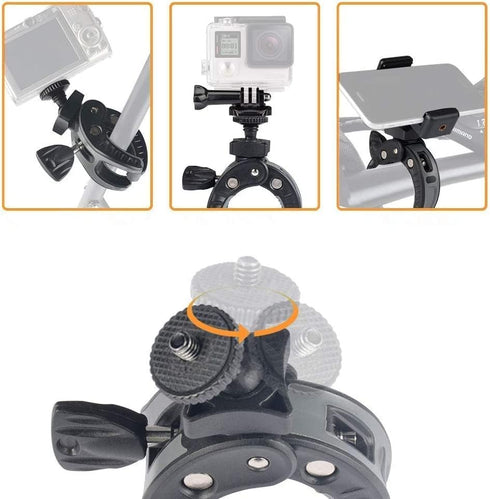UTEBIT Bike Camera Mount with 1/4" Screw Bicycle Camera Clamp for Bike,Motorcycle, Gopro,Electric Vehicles,360° Rotation Handlebar Action Camera S...