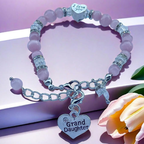 DOLON Gift for Granddaughter Bracelet Jewelry with Rhinestone Balls Faux Pearl...