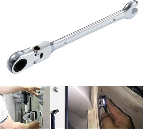 KATUR 8mm Ratcheting Wrench Set Flexible Pivoting Head Ratchet Combination Spanner Wrench Chrome Vanadium Steel Metric Tool (8mm)...