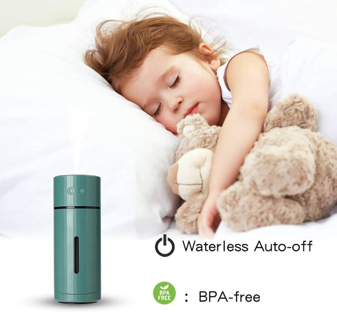 PALANCHY Rechargeable Portable Humidifiers,Cool Mist mini Humidifier with Adjustable Angle,260ml Water Tank Small Humidifier USB and Battery Power...
