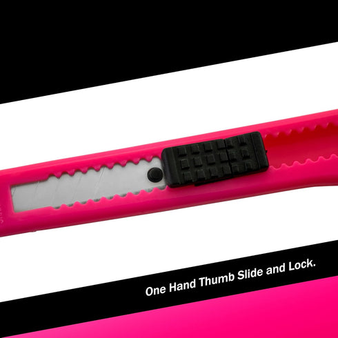 5 Bulk Small Neon Pink Utility Knife Box Cutters Snap Off Blade (9MM)...