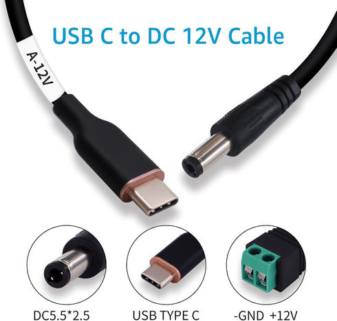 DSD TECH MagicConn SH-CP12A USB Type C PD to DC Power Cable-12V......