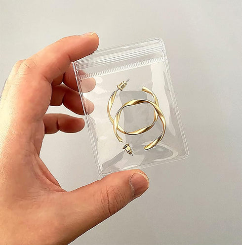 100 Pack PVC Clear Jewelry Anti Oxidation Zipper Bag Antitarnish Plastic Bags for Packaging Jewelry Rings Earrings Transparent Poly Pouch (Clear, ...