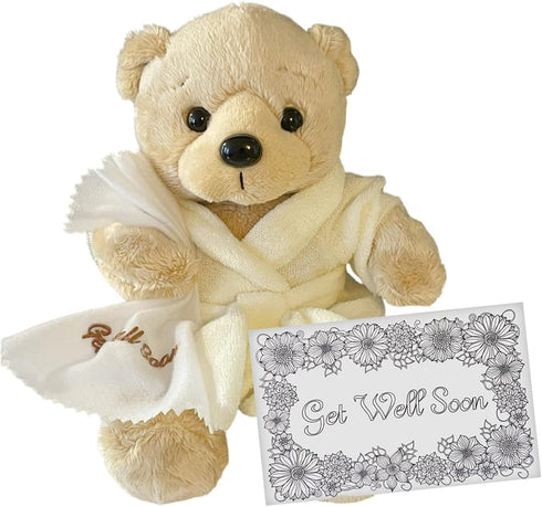 Get Well Soon Bear in Cream Robe with Blanket Soft Plush Bear Get Well Soon Gifts for Women, Men, Kids, Girls and Boys Feel Better Gifts...