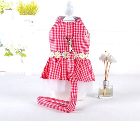 Outdoor Pet Clothes Dog Harness Dress Poodle Bichon Frise Pomeranian Schnauzer Dog Clothing Princess Costumes Pet Skirt Dropship (L,Pink)...