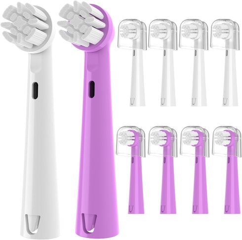Replacement Brush Heads Compatible with Brusheez Kids' Electric Toothbrush, Toothbrush Head Refill, 5 Pcs White + 5 Pcs Purple...