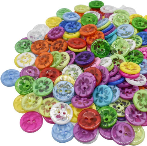 14mm 200Pcs Sewing Buttons Mixed Flower Shape 2 Holes Resin Buttons for DIY Craft Supplies Handmade Sewing Shirt...