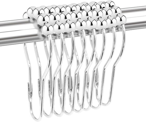 Shower Curtain Hooks Rings for Bathroom, 12PCS Chrome Stainless Steel Rust Resistant Shower Rings for Curtains Kitchen Utensils Bathroom Decoratio...