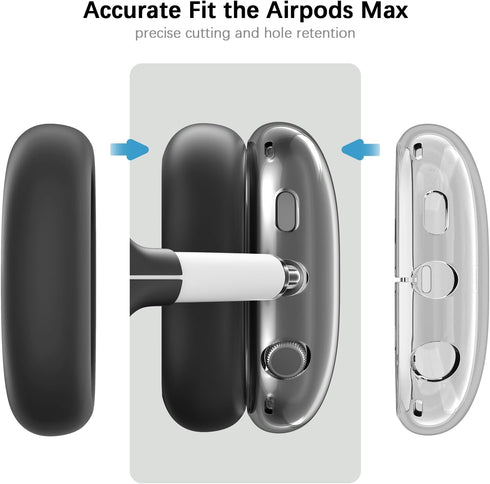 Airpods Max Cover, AIRSPO Silicone Case Cover for AirPods Max Headphones, Clear Soft TPU Airpod Max Ear Cover/Ear Pad Case Cover/Headband Cover fo...