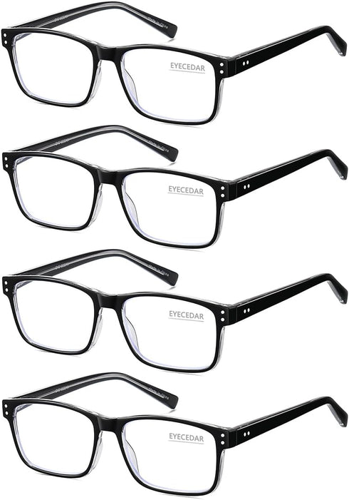 EYECEDAR 4-Pack Reading Glasses for Men Blue Light Blocking Readers for Men Women Adjustable Metal Spring Hinges Eyeglasses 1.50...