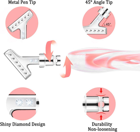 Sonsage Diamond Art Painting Resin Pen DIY 5D Red Diamonds Art Accessories and Tools Metal Tips Ergonomic Multi Refillable Applicator Holder Suppl...