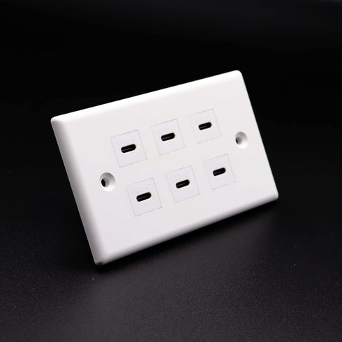 USB C Charger Wall Outlet Plate, LOKEKE 6 Ports USB Type C Power Wall Outlet Plug Plate for Smartphone Pad Switch, White...
