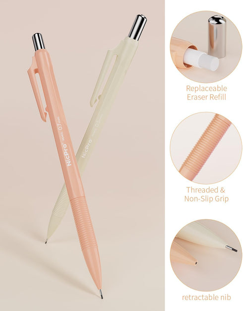 Nicpro 18PACK Aesthetic Mechanical Pencils Set, Cute Pencils 0.5mm & 0.7mm with 360PCS Lead Refill, Erasers for Student Writing & Drafting & Sketc...