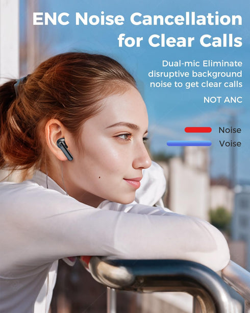 Wireless Earbuds, 42H Playtime Bluetooth 5.3 Headphones, HiFi Stereo Call Noise Cancelling Earbuds, IPX7 Waterproof Stereo in-Ear Earphones with L...